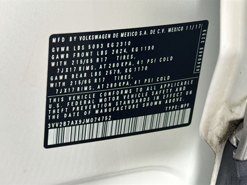2018 Volkswagen Tiguan 2.0T SE 4Motion