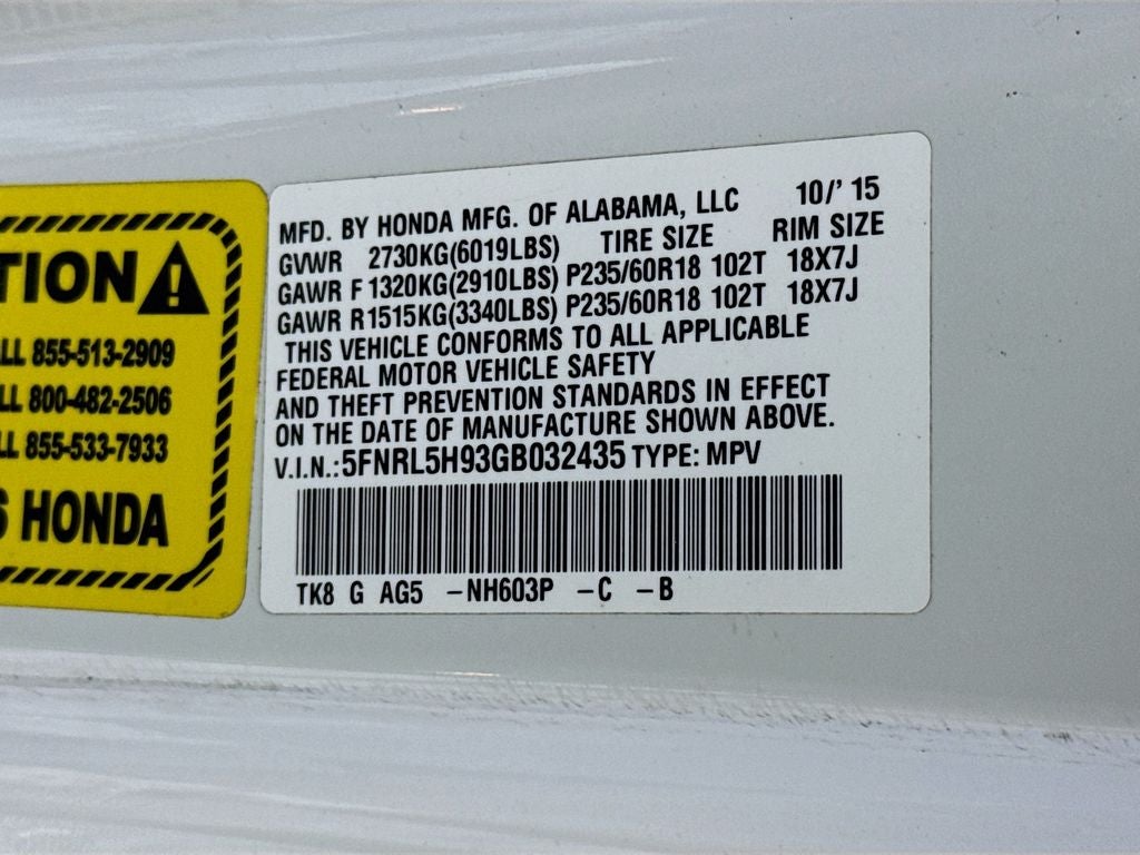 2016 Honda Odyssey Touring